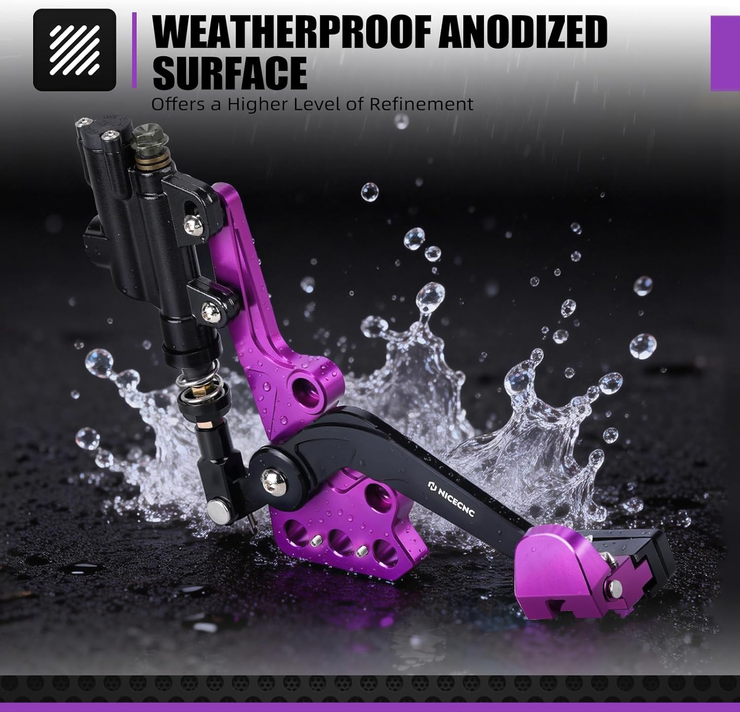 NICECNC Motorcycle Hydraulic Rear Foot Brake Foldable Brake Pedal Compatible with Surron Light bee X/S/ L1E, Compatible with Segway X160 X260, 6061 Aluminum, Purple