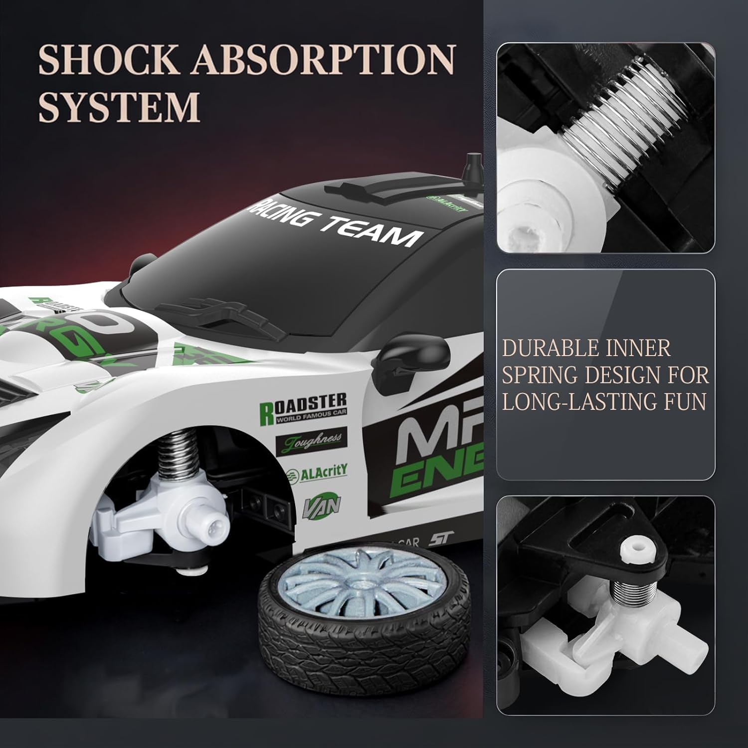 RC Drift Car Remote Control Car 2.4GHz 1:24 Scale 4WD 15KM/H High Speed Model Vehicle LED Lights Drifting Tire Racing Sport Toy for Adult Boys Girls Kids Gift 2Pcs Rechargeable Batterie