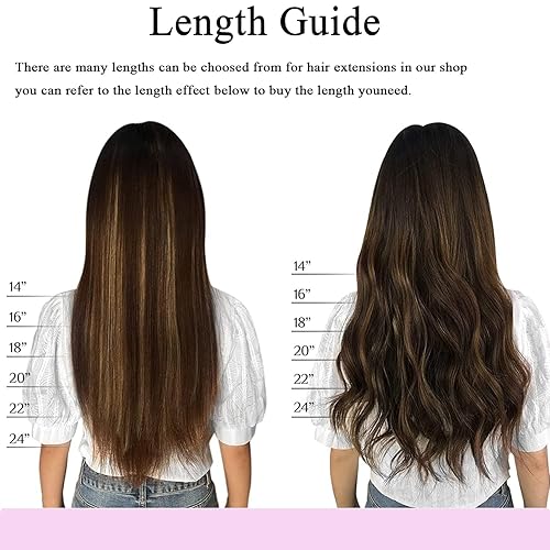 Miniatura 7 de Extensiones de cabello con cinta, 22 pulgadas, color marrón chocolate a rubio caramelo, extensiones de cabello humano real, 1.76oz, 20 unidades,
