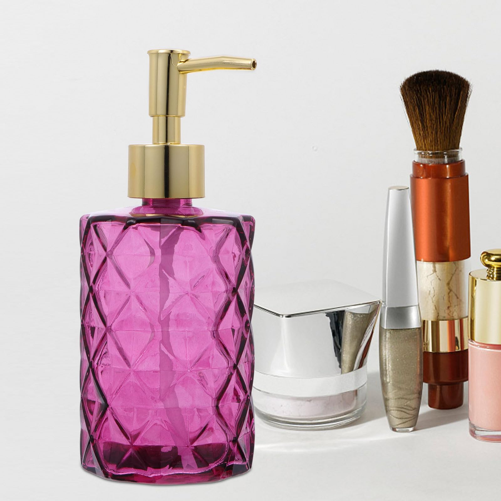 Healeved 3 Stück Glas Pumpflaschen für Shampoo und Duschgel Wiederverwendbare Reise Spenderflaschen mit Pumpe für Bad und Unterwegs Farbig Pfauenblau Rosa Violett