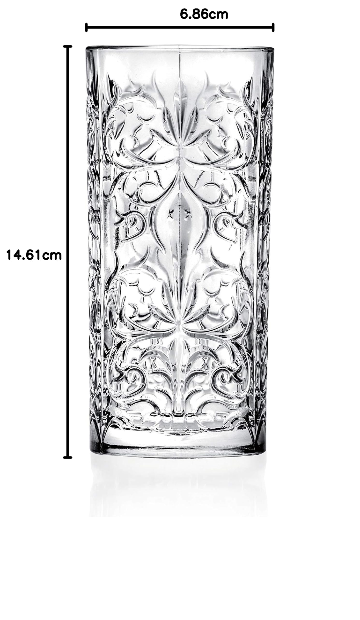 Barski Highball - Glas - Set mit 6 - Hiball-Gläser - Glaskristall - schönes Tattoo-Design - Trinkgläser - für Wasser, Saft, Wein, Bier und Cocktails - 368.5 g Made in Europe
