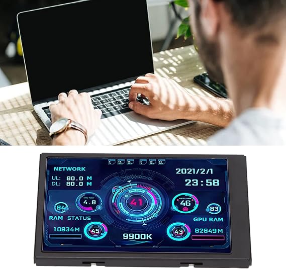 Vbestlife 3.5 Inch IPS USB Mini Screen,AIDA64 PC CPU RAM Data Temperature Display,PC Sensor Panel Display Temperature Monitor for Computer Case,Mini PC Data Monitor