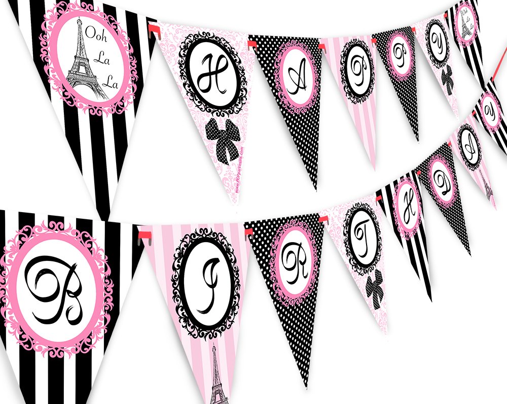 Amazon.com: Paris Happy Birthday Banner Pennant - Paris Party Decorations -  Glamour Girl Party Banner : Toys & Games
