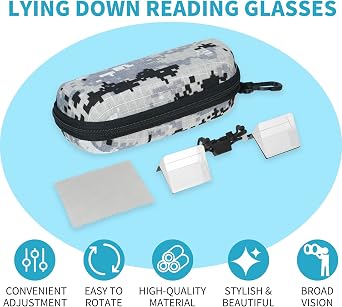 Clip on Lazy Glasses,Laying down reading glasses,Adjustable Look Down Glasses for Nearsighted People,Rotatable 90 Degrees Prism Glasses for Crocheting Knitting Watching Reading in Bed Sofa Chair