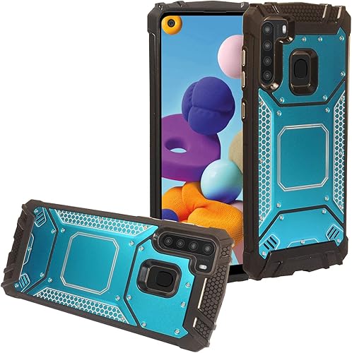 Para Samsung Galaxy A21 (SM-A215) - Funda de aluminio de metal para teléfono - ZY1 Azul