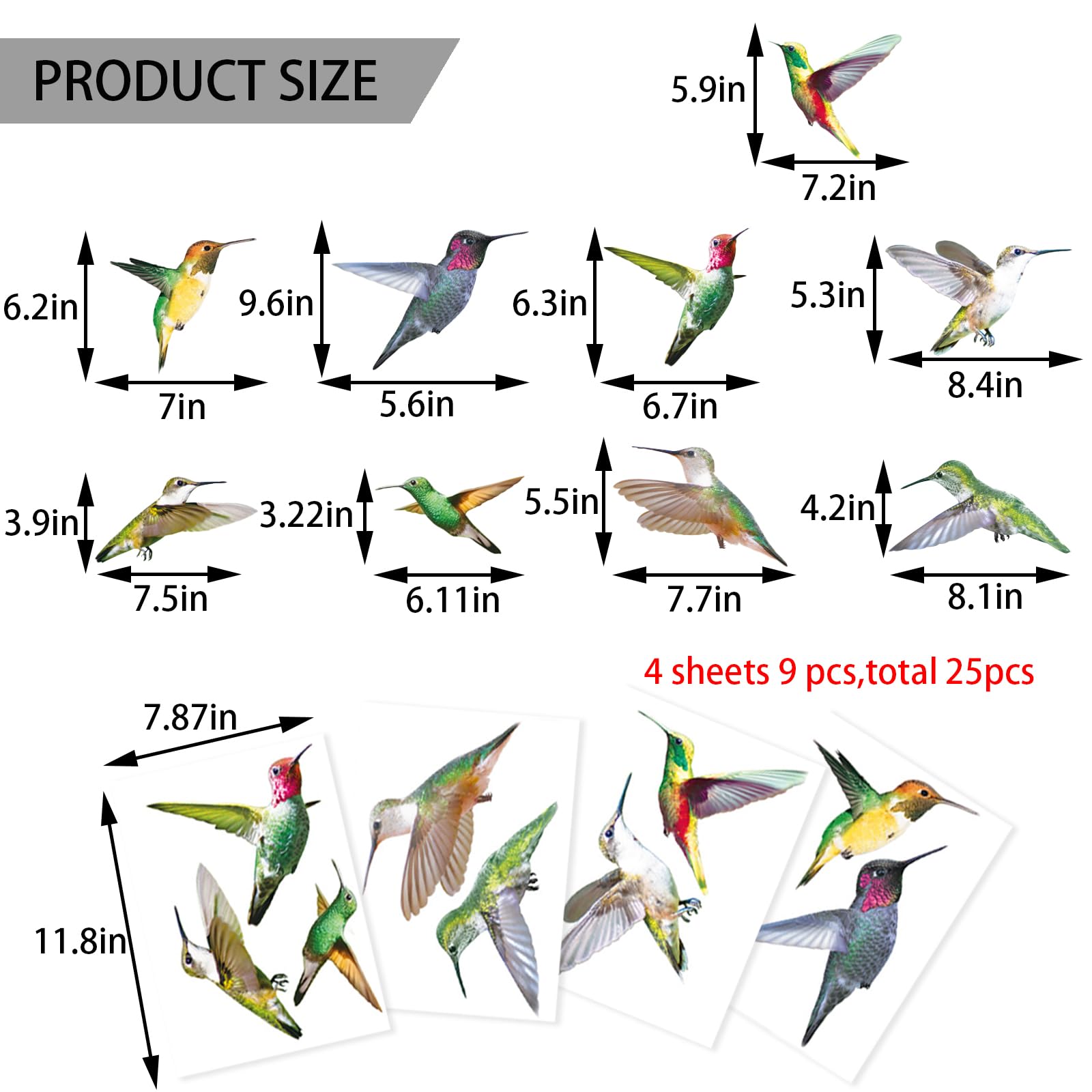 Adesivi Anticollisione Per Uccelli - 37 Pezzi Nero, Pellicola Elettrostatica Per Finestre E Porte Vetrate - Foto 6