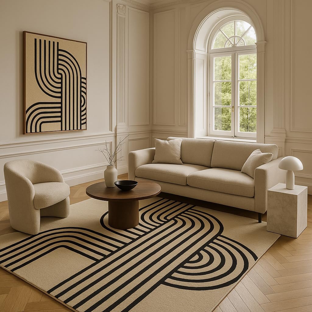 Curved Continuum Hand Tufted Ne Wool Rug Wool Rug