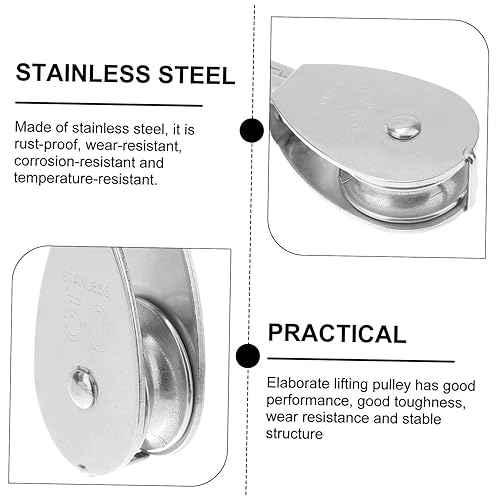 Miniatura 5 de Cuerda de alambre de acero inoxidable de rodillo de 1.969 in que conduce el bloque de polea de cable m50 Grúa de polea de cable de aparejo de grupo