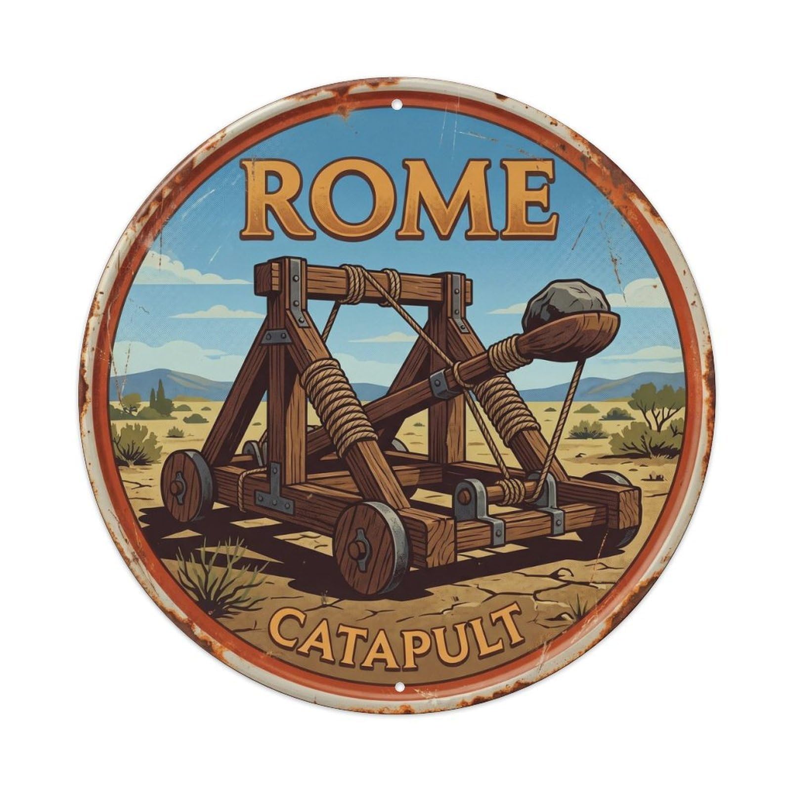 Catapult Rome Italy Roman Heritage Travel Retro Metal Tin Sign