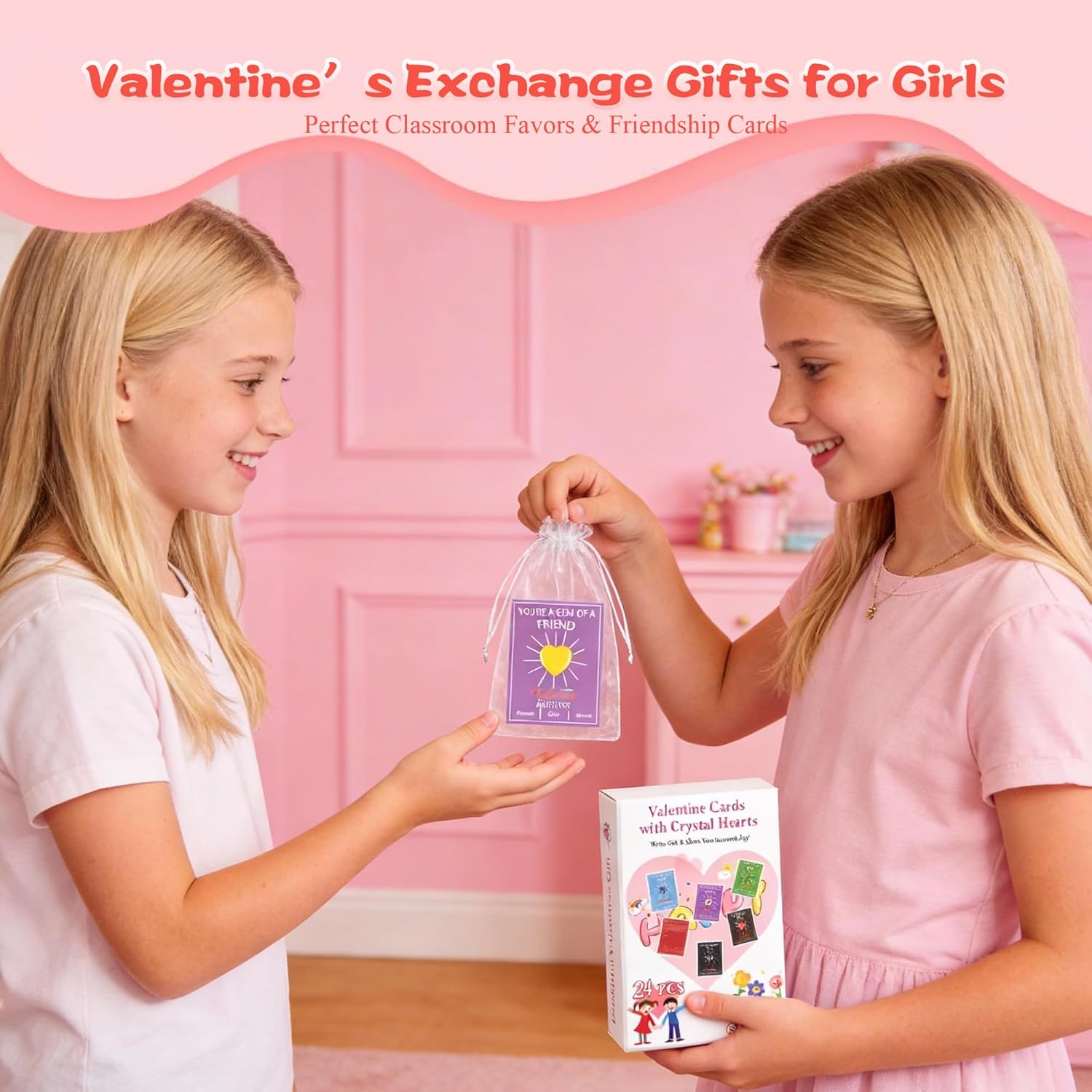 36 Pack Valentine’s Day Gifts for Kids, Valentine’s Day Cards with Heart-Shaped Crystal Gemstones for School Classroom Exchange, Valentine Party Favors&Goody Bag Fillers for Girls and Boys Ages 4–12