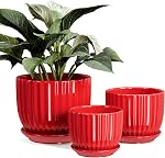 Pots de fleurs en céramique 3, Pots de 4+5+6 pouces pour les plantes intérieures Pots en céramique avec bac,Moyen Planters intérieurs pour les pots décoratifs Aloe Cactus avec trou de drainage