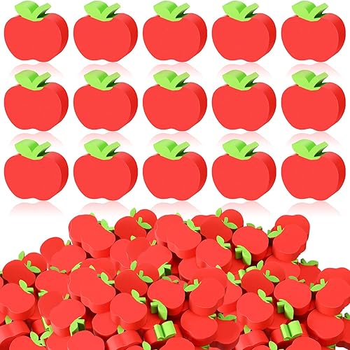 120 mini borradores de manzana para niños, regalos de bienvenida a la escuela, para contar en el aula, manipulativos de matemáticas, suministros