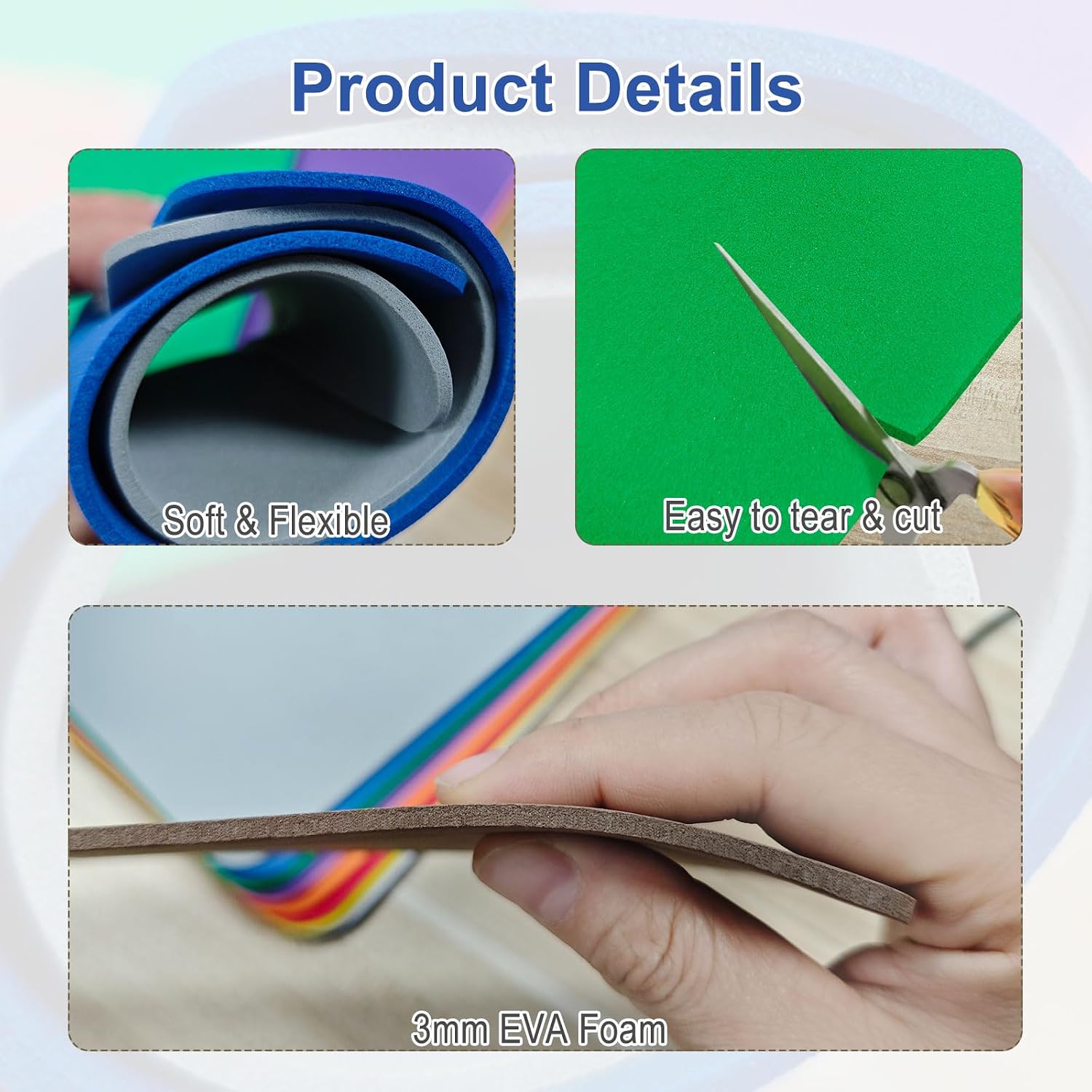 24Pcs 3mm 3D EVA Foams Embroidery: 5.92x9in Embroidery Foam - EVA Craft Foam Sheets for Arts & Machine Embroidery 11 Colors