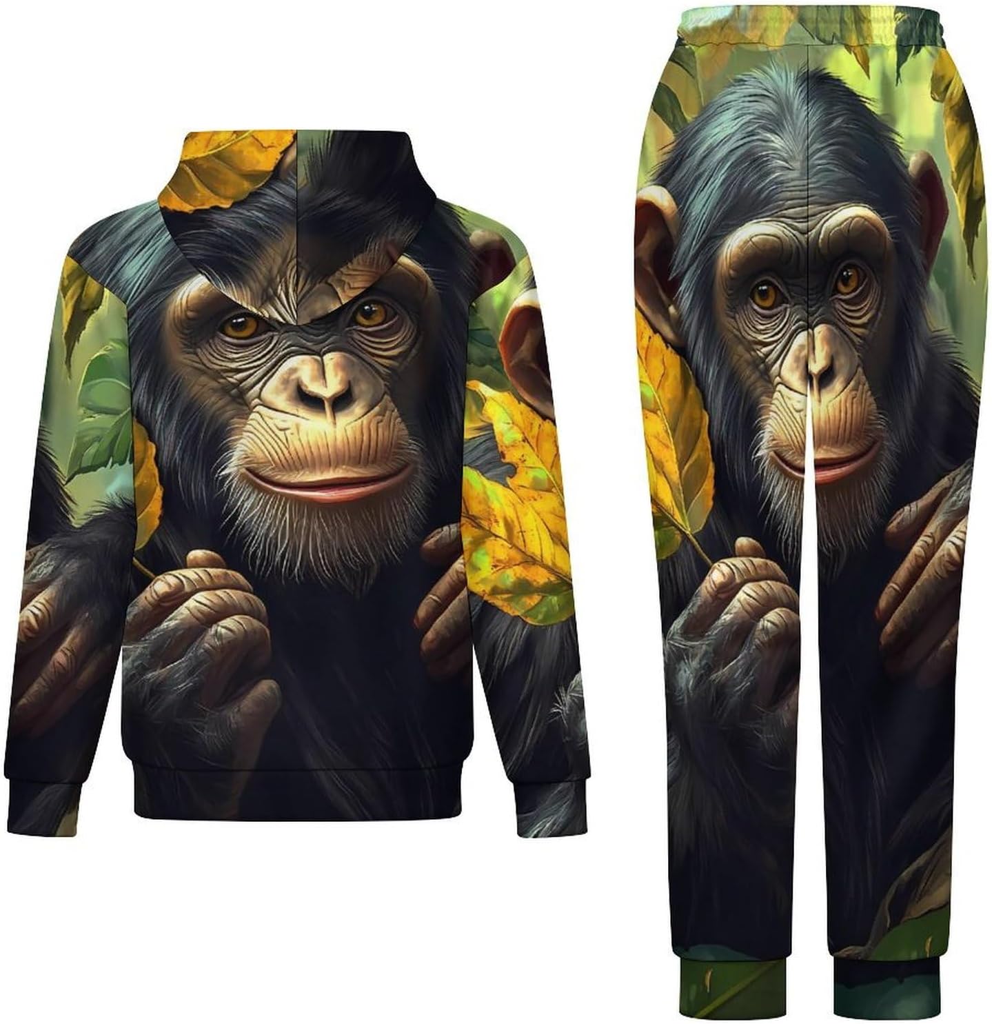 Monkey Gorilla Men's Hooded Set Casual 2 Pieces Suits Pullover Tracksuit Hoodies And Sweatpants