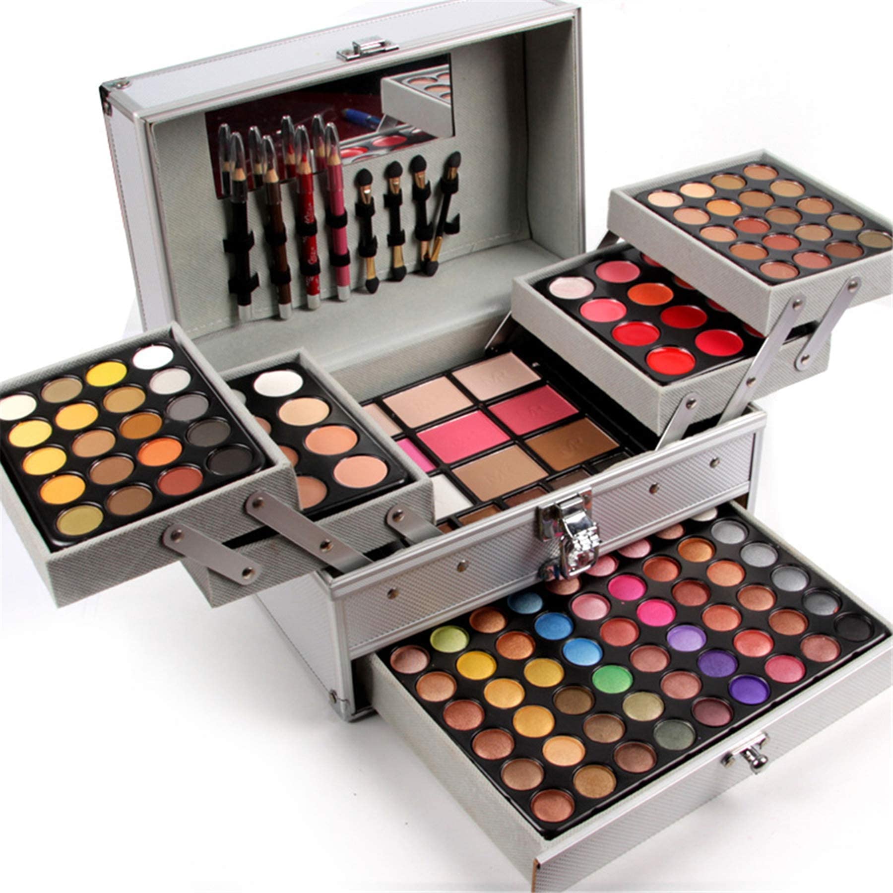 PhantomSky 132 Colores Cosmético Kit Maquillaje Set de Regalo Profesional Paleta de Sombra de Ojos con Lápiz labial, Blush y Corrector- Perfecto para el uso profesional y diario