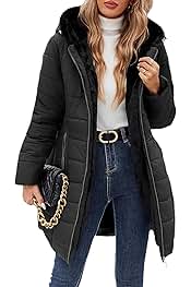 Women's Winter Windproof Fur Warm Slim Fit Down Jacket - Long Ski Coat for Commuting