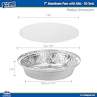 Vista 2 de Nicole Home Collection Sartenes de aluminio 7” Redondas desechables con tapas de papel de aluminio (paquete de 50) – Sartenes desechables redondas