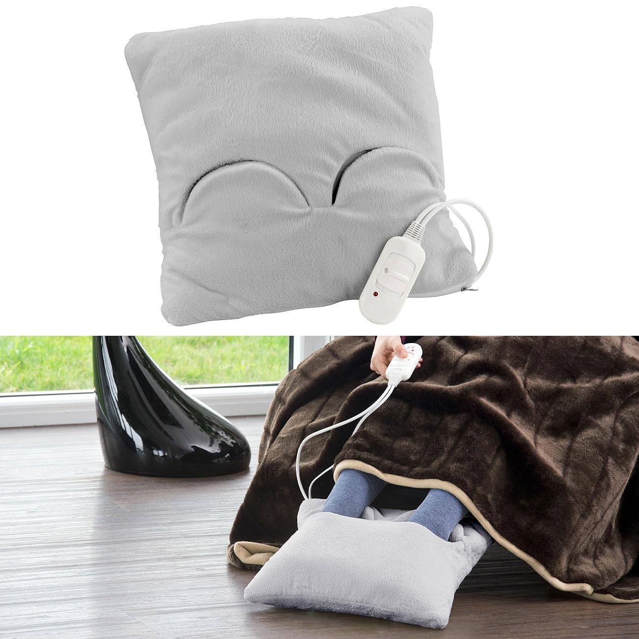 Cuscino riscaldante per piedi 38 x 38 cm, 45 W, 2 livelli di calore, in fleece