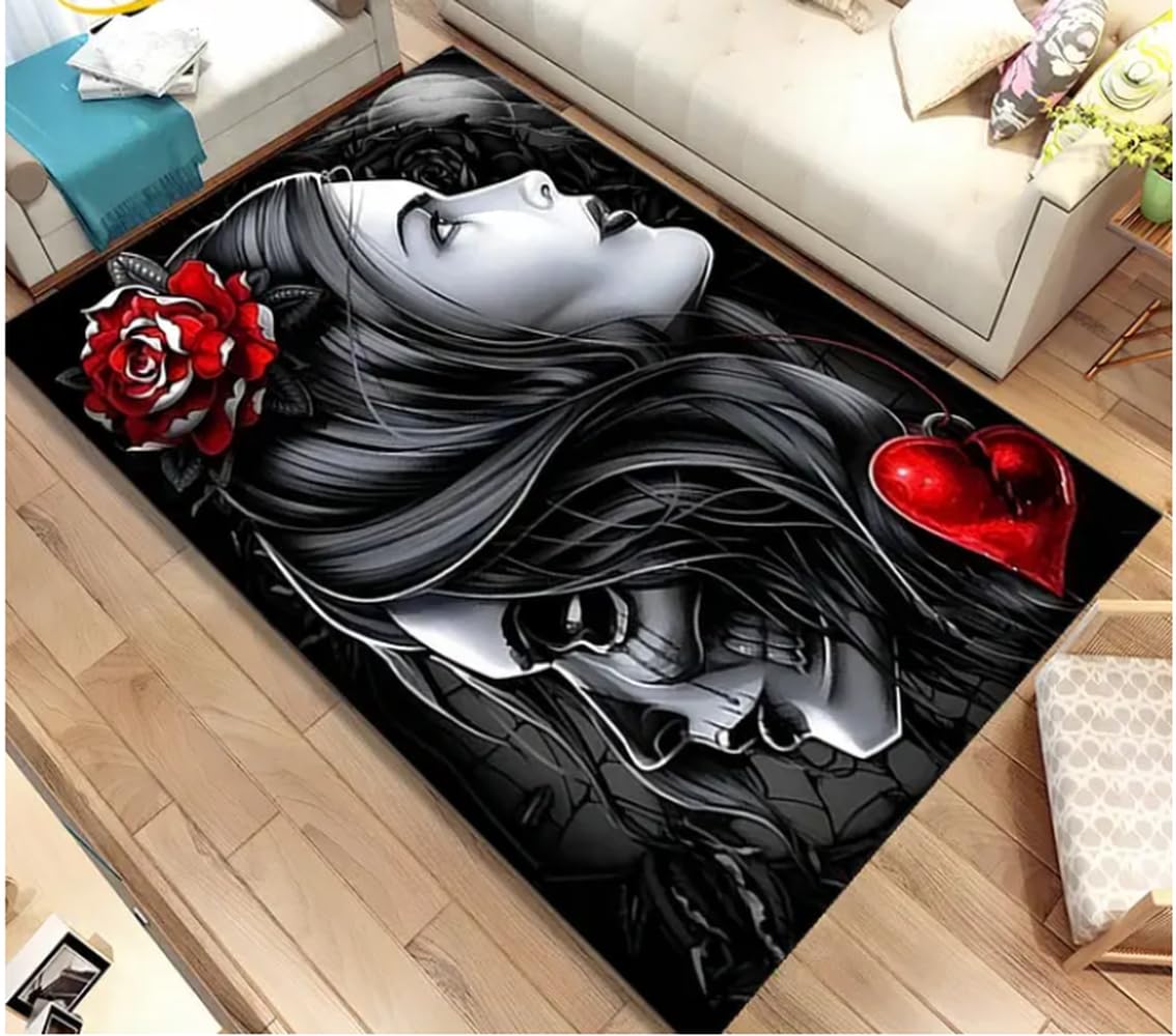 Tapis crâne gothique pour salon et chambre : transformez l'ambiance de votre canapé