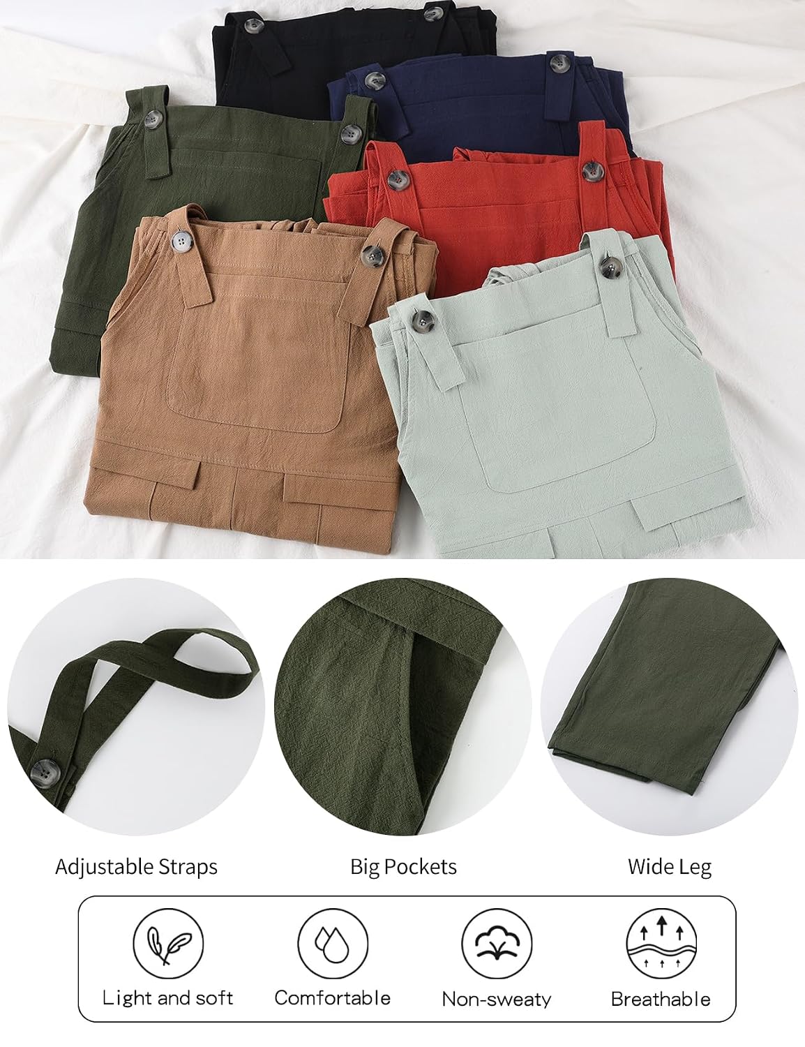 Gihuo Linen Overalls for Women, Loose Fit - Image 3