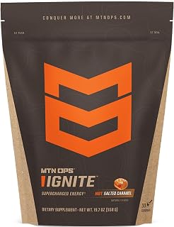 MTN OPS Hot Ignite Instant Coffee Nootropic & L-Arginine L-Citrulline for Cognitive Clarity, Mental Focus & Nitric-Oxide Boost | 200mg Caffeine per Serving, 30 Servings | Salted Caramel