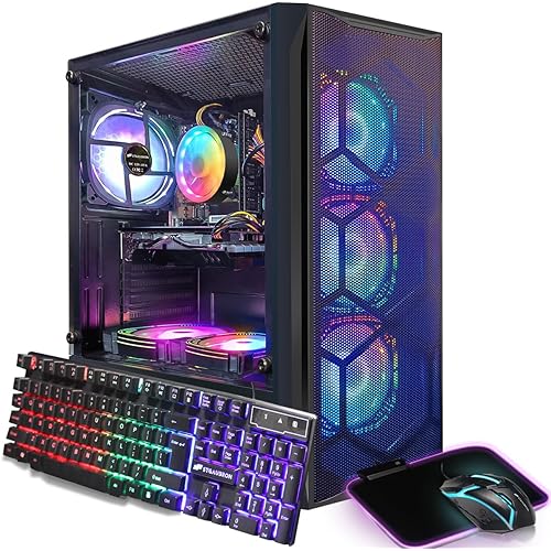 STGAubron Gaming PC Desktop, Intel Core i7 up to 3.9G, Radeon RX 580 8G, 16GB RAM, 1T SSD, WiFi, BT 5.0, RGB Fan x 6, Windows 11 Home