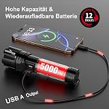 Shadowhawk LED Torch 500,000 Lumens, Extremely Bright USB Rechargeable Tactical Flashlight with Holster XHP70.2, IP67 Waterproof 5 Light Modes for Camping Hiking Emergencies - 3