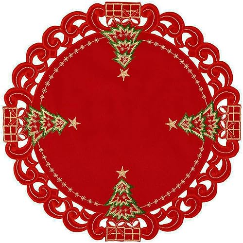 Miniatura 6 de Grelucgo - Camino de mesa con diseño de árbol de Navidad bordado, rectangular, 16 x 72 pulgadas.