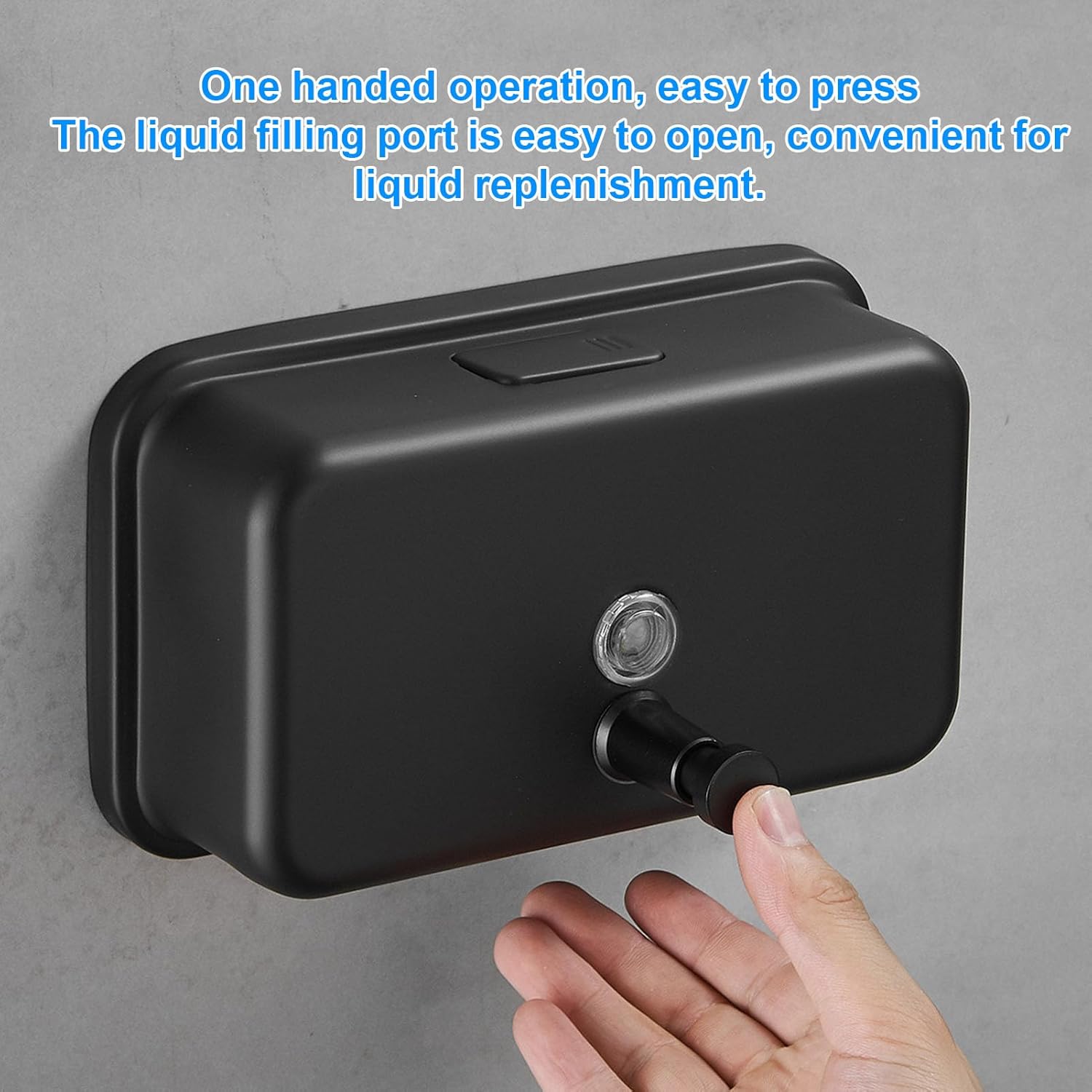 Commercial Wall Mount, 1200ml Heavy Duty Stainless Steel Wall Mounted Manual Liquid, for RV Bathroom Kitchen (Black)