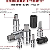 Vista 3 de 92-Piece Allen and Torx Bit Socket Set, 1/4" 3/8" and 1/2" Drive Tamper Proof Torx/Hex SAE & Metric Bit Set