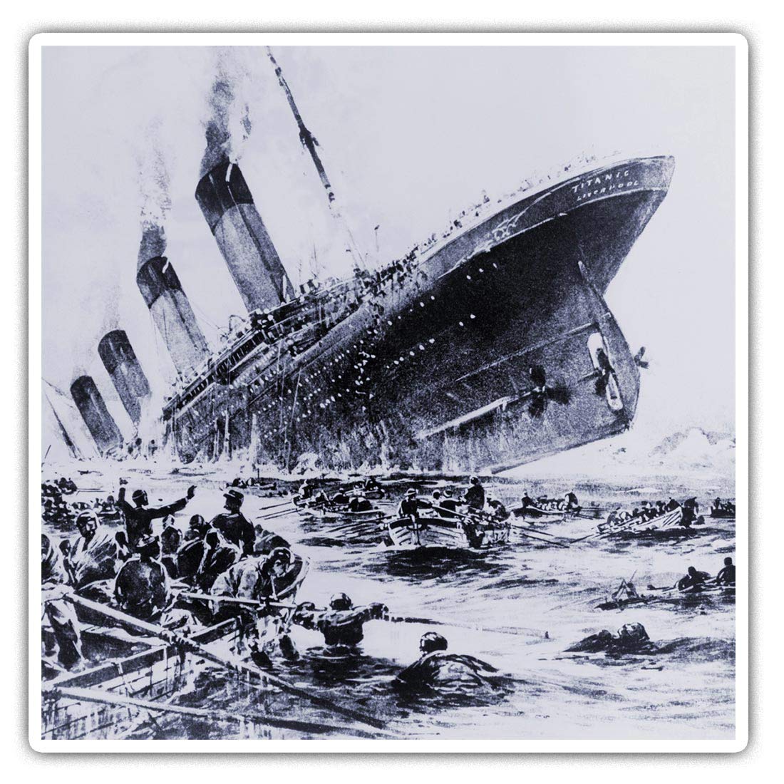 Square Stickers (Set of 2) 10cm - Sinking Titanic Ocean Liner Ship 1912 Fun Decals for Laptops,Tablets,Luggage,Scrap Booking,Fridges, #46299