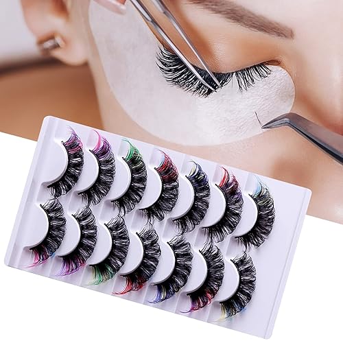Miniatura 5 de 7 pares de extensiones de pestañas postizas pestañas postizas rizadas suaves de color tupido ajuste perfecto accesorio de graduación imitación de