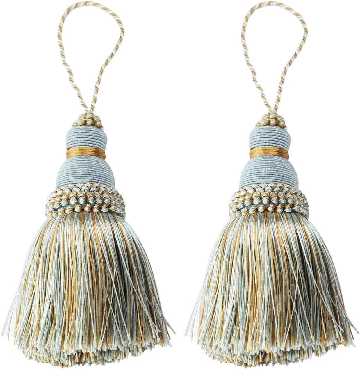 Colorful Tassel Key Tassel DIY Accessories for Curtain and Home Decoration-Mix blue-2PCS