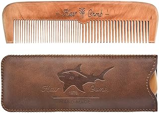 Wooden Hair Combs for Men,Men's Wood Beard Comb with Leather Travel Case...