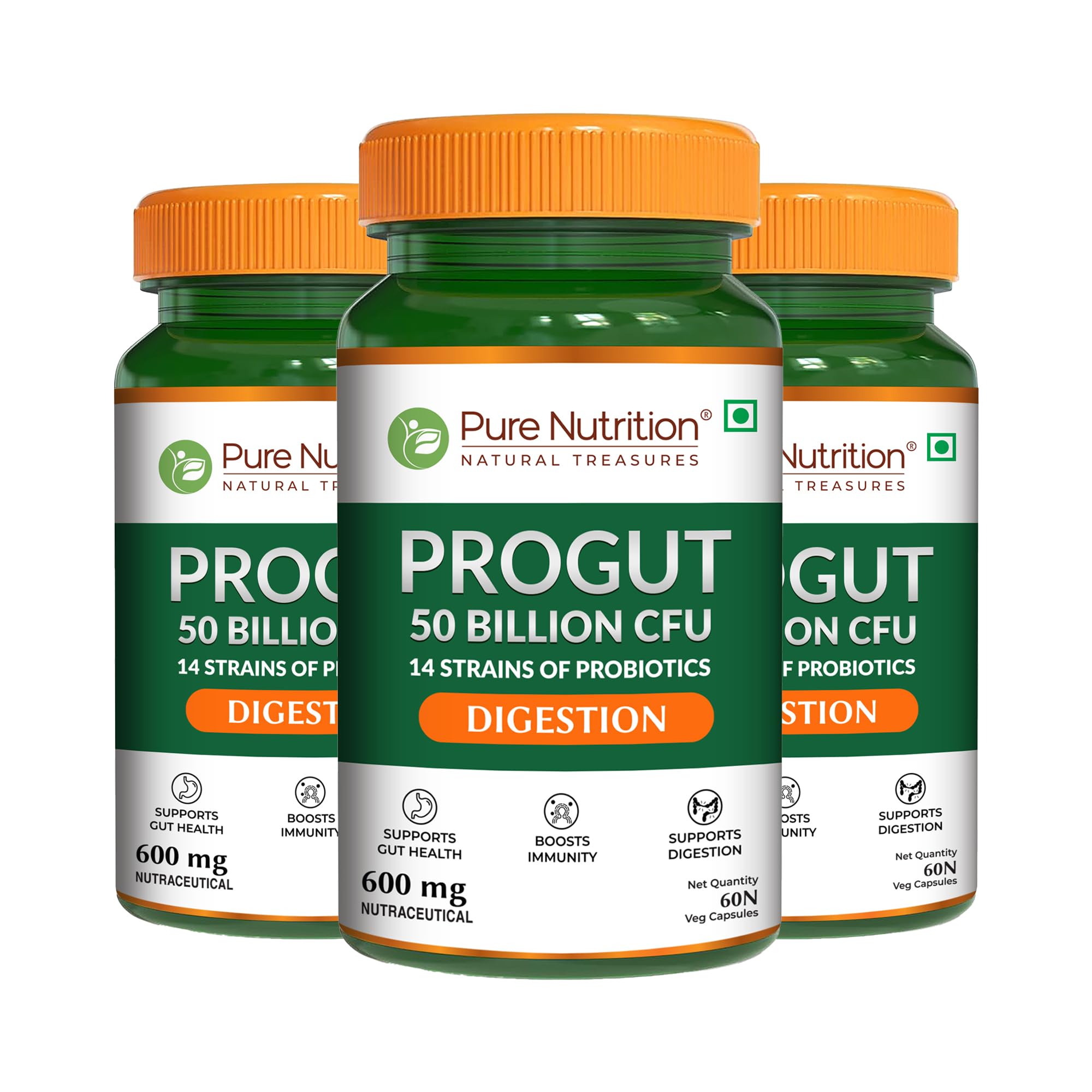 Pure Nutrition Progut Probiotics Supplement 50 Billion CFU | Gut Health Supplements with Probiotic | Gut Cleanse with Prebiotics and Probiotics | Supports Digestive Health | Relief from Gas & Bloating – 60 Capsules — Amazon image 12