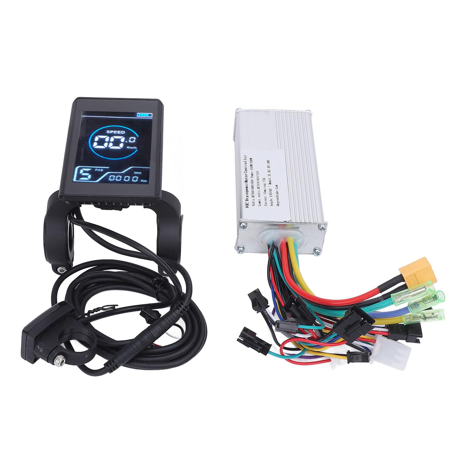 BuyWeek Kit Controller Brushless Bici Elettrica, 36V 48V 60V 450W 500W Controller Onda Sinusoidale in Lega di Alluminio Centralina Bici Elettrica con Pannello LCD