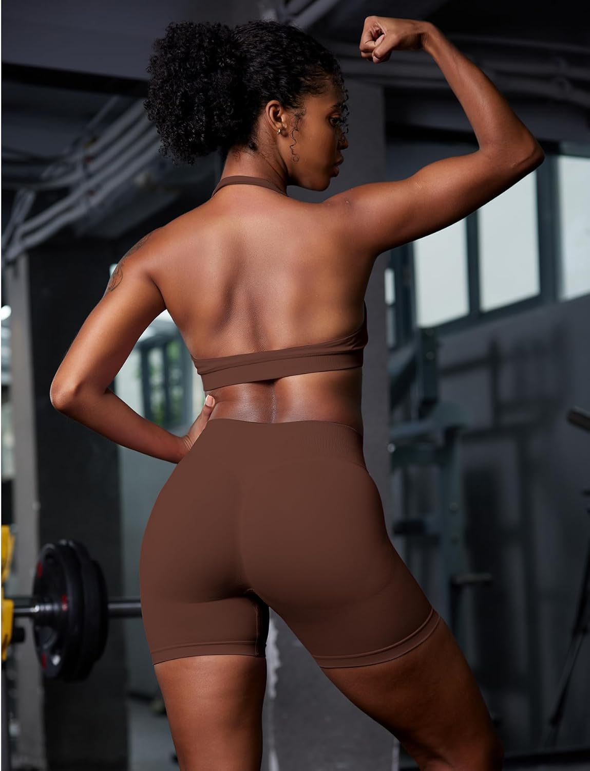 VOYJOY Women Workout Impact Bras Medium Low Support Halter Sports Bras Seamless Open Back Gym Padded Yoga Crop Top - Image 5