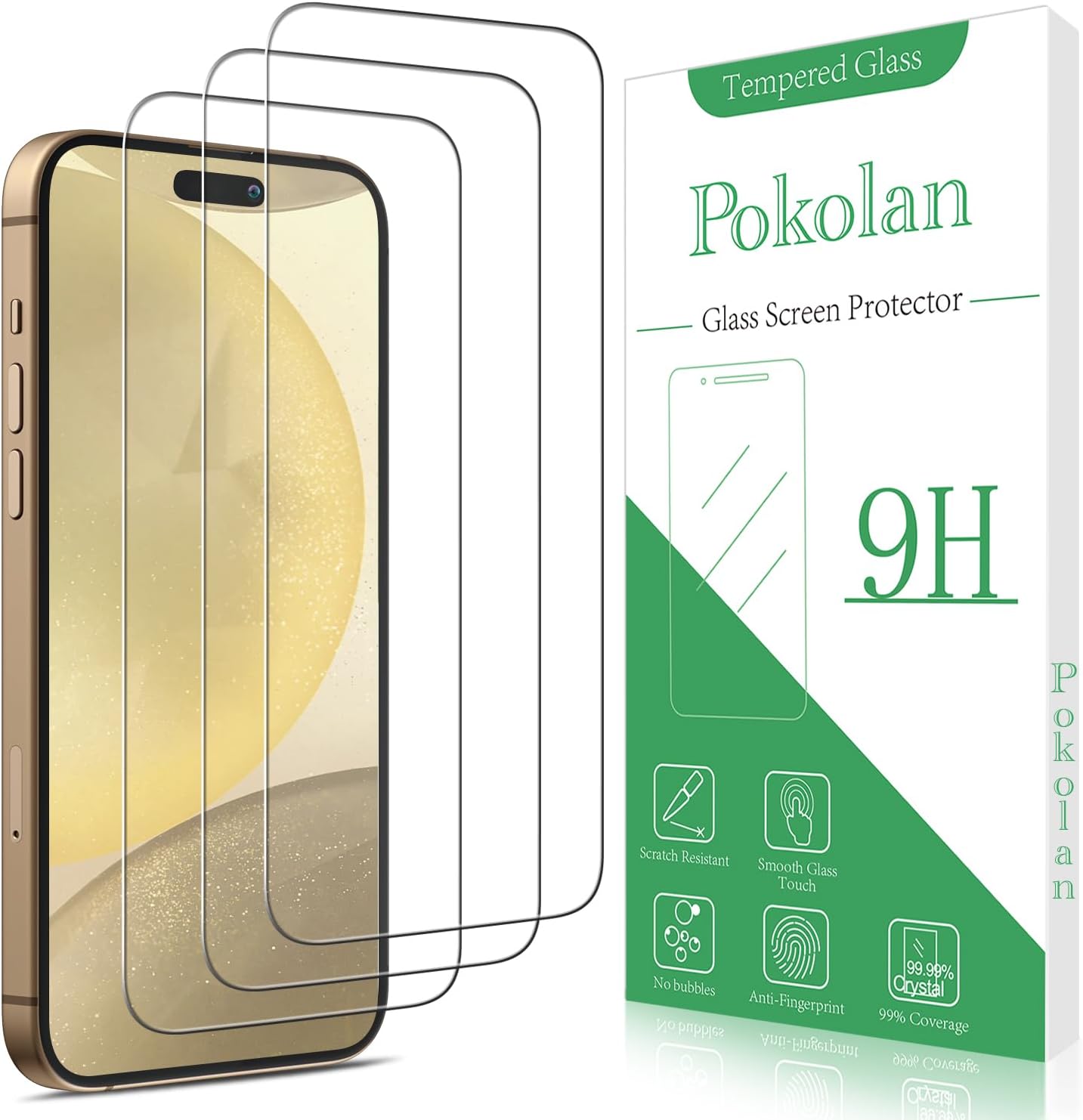 Pokolan [3 Pack] Screen Protector for iPhone 16 Pro Tempered Glass Film