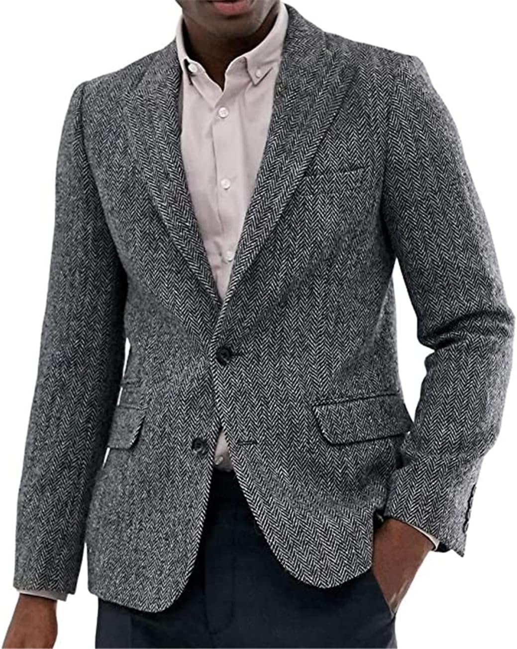 Haitpant Men's Suit Tweed Jacket Wool Herringbone Waistcoat Slim Fit Wedding Groomsmen Casual Business Jacket