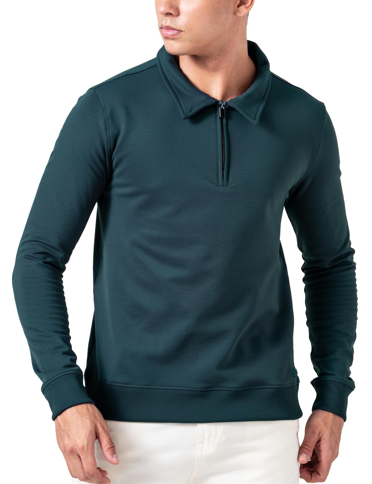 damensch Mens Solid Regular Fit Microfibre Elastane Full Sleeve Half Zip Statement Elemental Sweatshirt Comfortable Casual Wear Half-Zip Sweatshirt-picture-13
