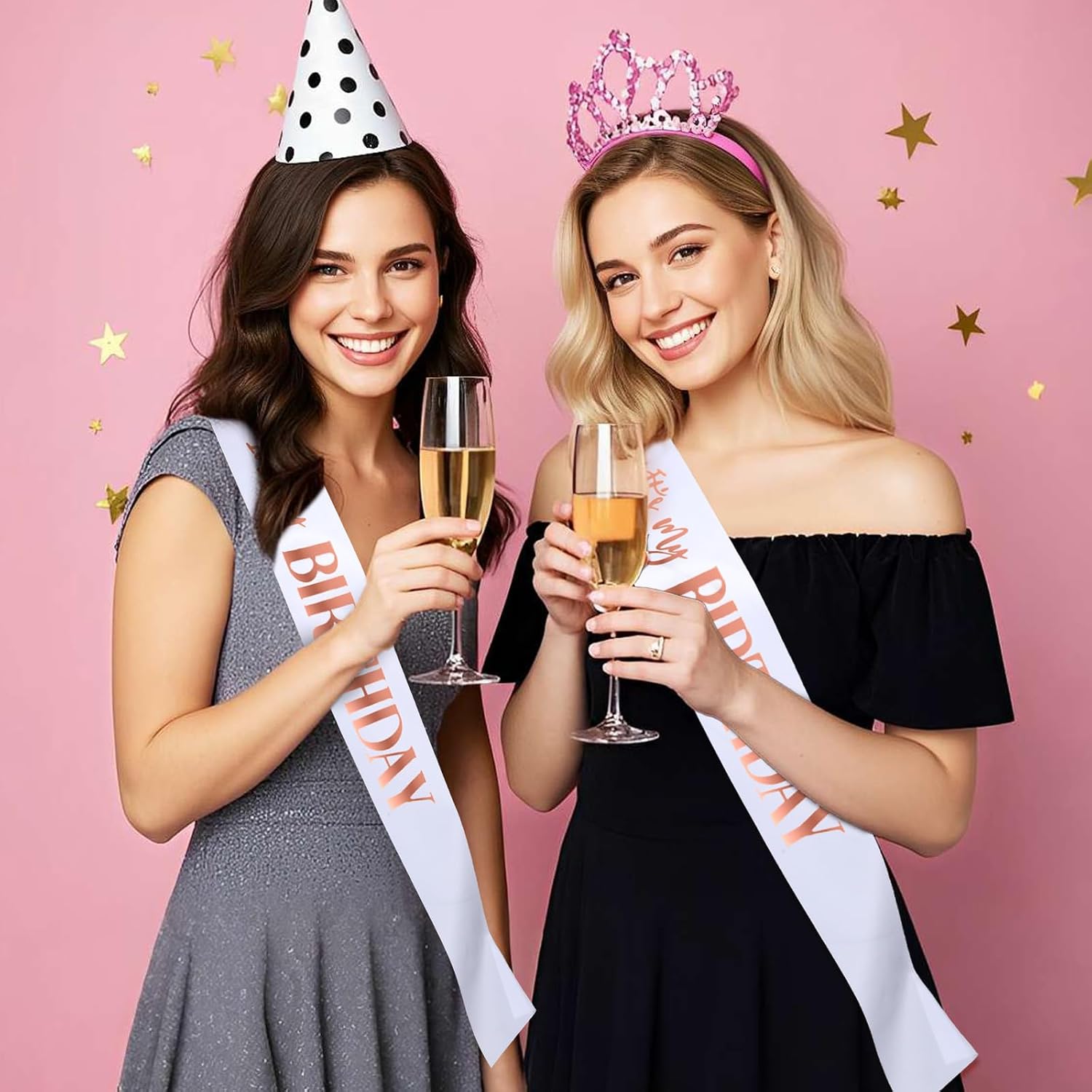It's My Birthday Sash 2 Packs Birthday Sash for Women White and White Happy Birthday-Sash for Women Men Birthday-Party Gifts