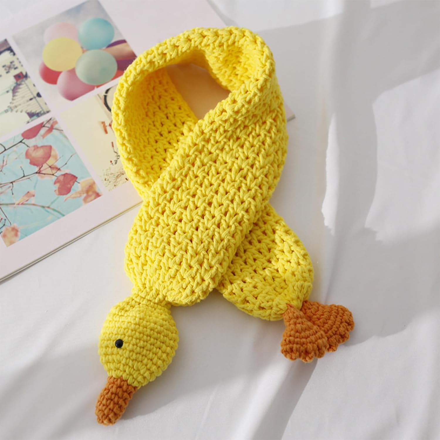 Cartoon Duck Designs Crochet Scarf for Children's Fall and Winter Wear Knitted Warm Scarves Wrap Neckerchief Neck Warmer Cart