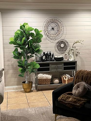 Miniatura 5 de Aveyas Árbol de higuera artificial de hoja de violín de 6 pies para decoración del hogar, 6 pies, planta sintética, árboles de seda falsos de ficus