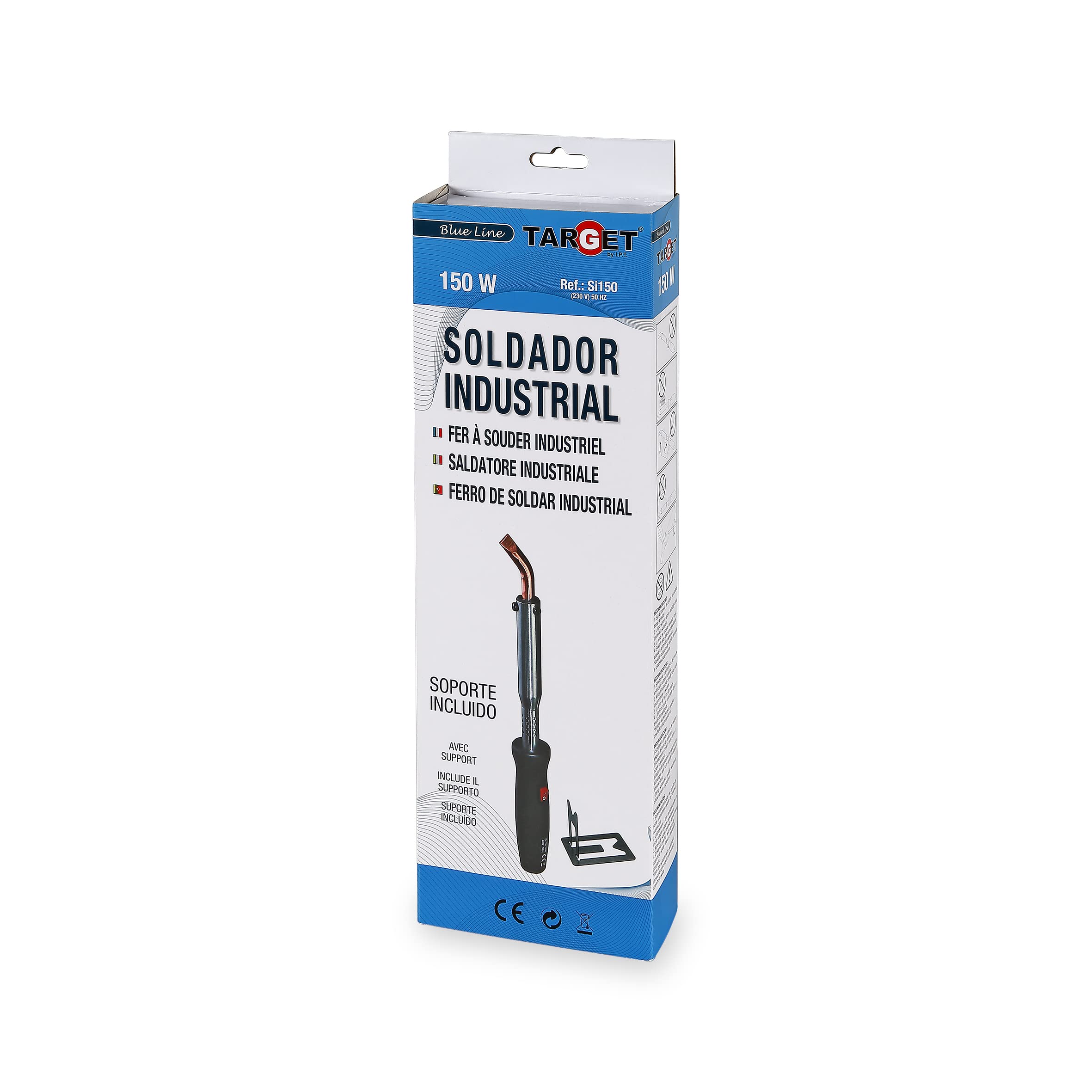 TARGET SI150 - Soldador Industrial - Eléctrico 150W - Profesional - Resistente - Con punta curva de 12,5 Milímetros - Soporte incluido