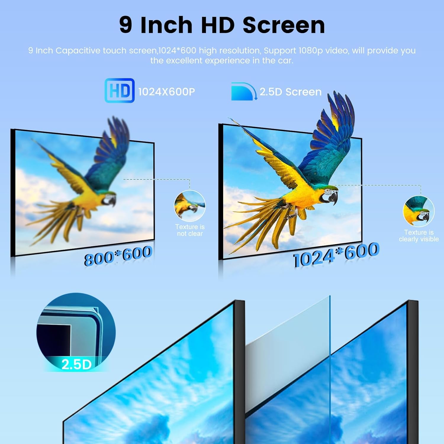 [2+64G] for Mercedes Benz Smart Fortwo 2005-2010 Car Stereo: 9 Inch HD Touchscreen Android Radio - Wireless Carplay and Android Auto, GPS, 5G/WiFi, DSP/EQ, Mirror Link, SWC + AHD Backup Camera