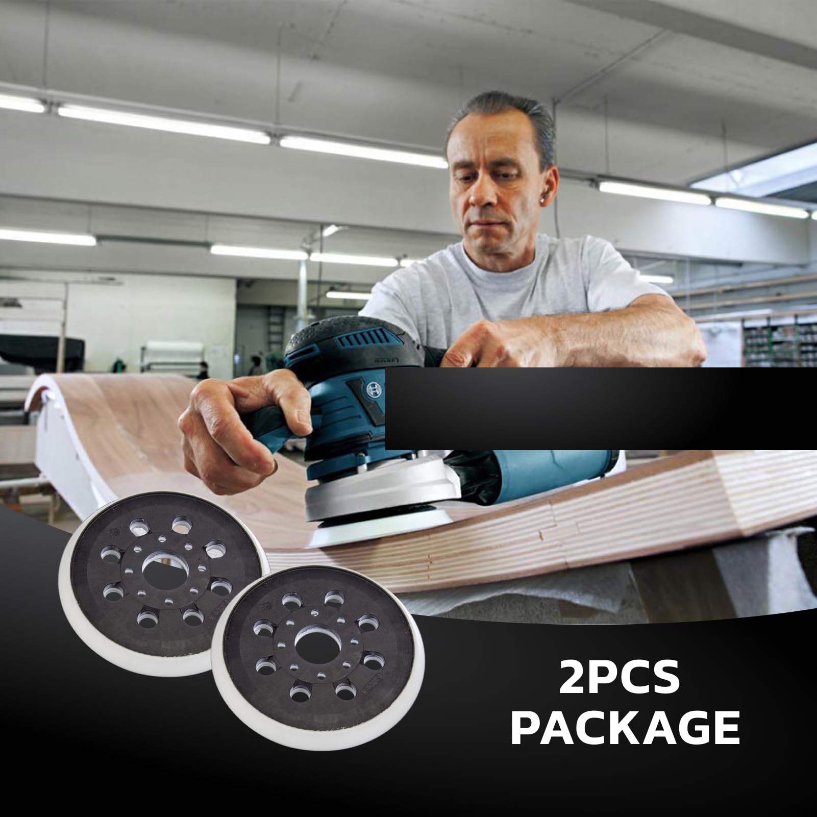 2 Plateaux Ponçage 125mm - Compatible Bosch PEX 220A, GEX 125-1 | 8 Trous Pour Aspiration