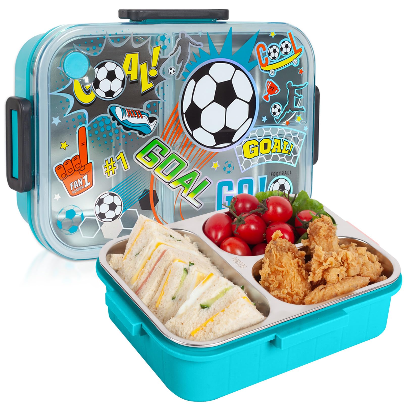 Boîte à Lunch Acier Inoxydable 800ml - Bento Box Anti-Fuite Avec Compartiments - Pour Adultes Et Enfants