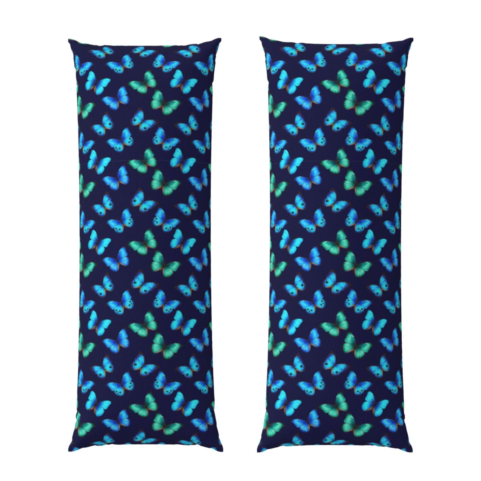 Long Body Pillow Cover 20x60 Blue Butterfly Beautiful Butterflies, Soft Flannel Pillowcase with Zipper, Cozy Cushion Protector for Couch Sofa Bed Sleeping Decoration