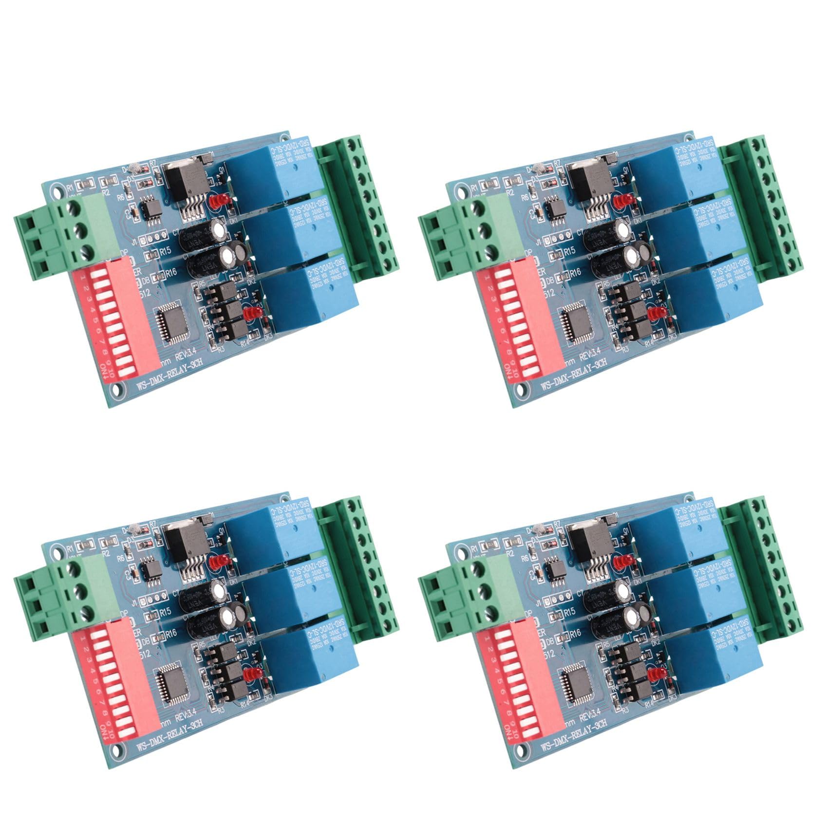 Jnchdghwa 4X 3CH 512 Relay Output, LED Dmx512 Controller Board, LED DMX512 Decoder,Relay Switch Controller