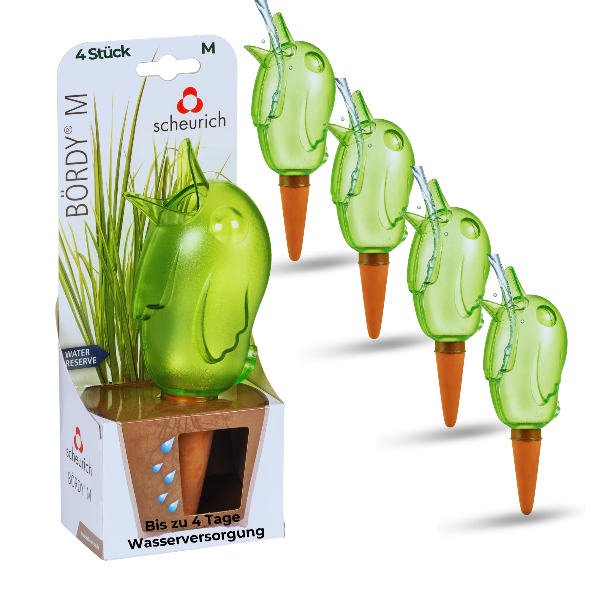 Scheurich 4er-Set Bewässerungskugel 220ml GrünWasserspender Bördy M (Grün) Wasserspeicher